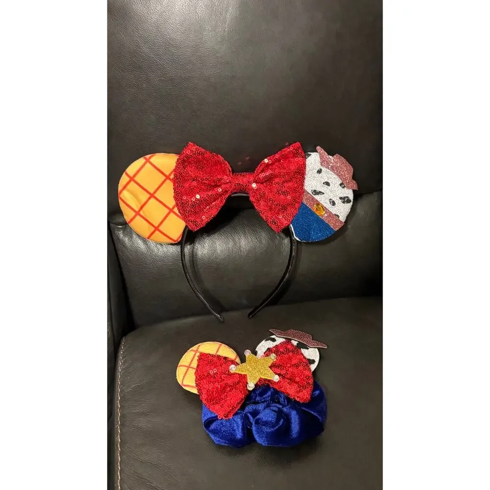 Toy Story inspired Woody Jessie red bow Ears headband and matching scrunchie set